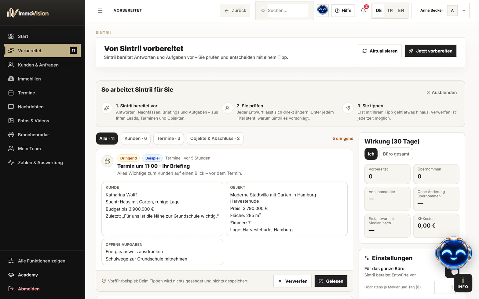 Während Sie arbeiten, bereitet Sintrii vor